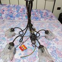 Lampadario ferro battuto