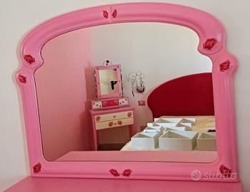 CASSETTIERA CON SPECCHIO ROSA DÉCOUPAGE 
