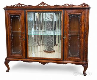 vetrina antica in legno massello stile Liberty