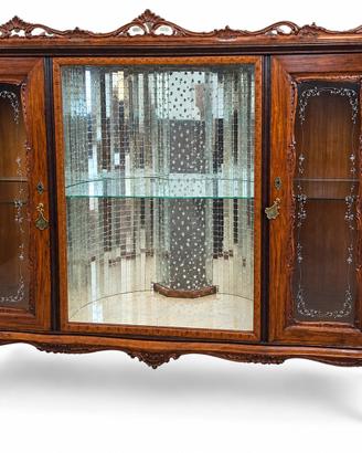 vetrina antica in legno massello stile Liberty