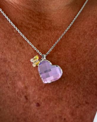 Collana Swarovski con ciondolo rosa