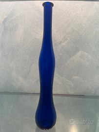 Bottiglia sinuosa vetro blu cobalto / vaso