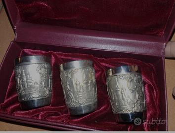 Set 3 bicchieri Russi primi 900 vodka thè argento