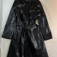 Cappotto trench in vera pelle donna vintage Y2K