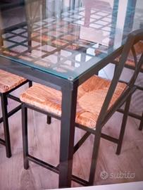 Tavolo ikea in vetro e ferro battuto