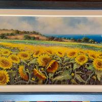 Quadro campo di girasoli con cornice