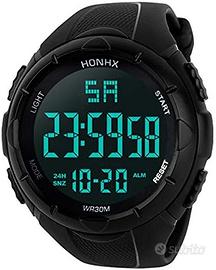 Orologio Sportivo Digitale Uomo Nero con Luce