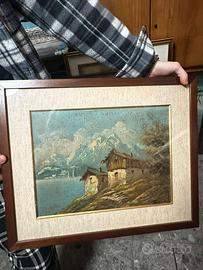 Quadro paesaggio montano – cornice in legno