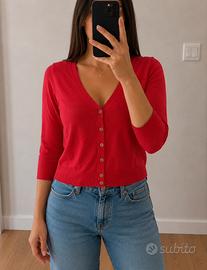 Cardigan Zara rosso manica tre quarti tg M