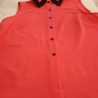 Top e camicia fucsia con bordino nero collo