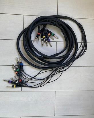 Cavo jack 6,3mm da 5 metri e 8 connettori colorati