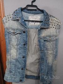 Giacca smanicata denim Zara Uomo con borchie