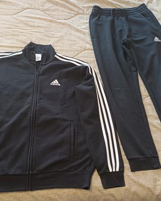 Tuta sportiva Adidas nera/righe bianche tg.S uomo/