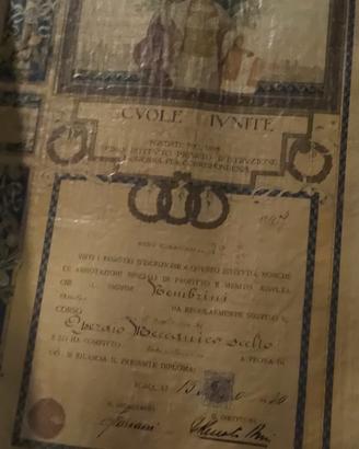 antico diploma  di operaio metalmeccanico scelto 