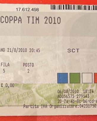 Biglietto finale Supercoppa Inter Roma