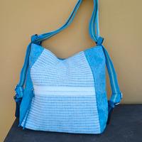 Borsa-zaino in ecopelle e tessuto
