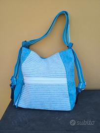 Borsa-zaino in ecopelle e tessuto