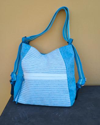 Borsa-zaino in ecopelle e tessuto