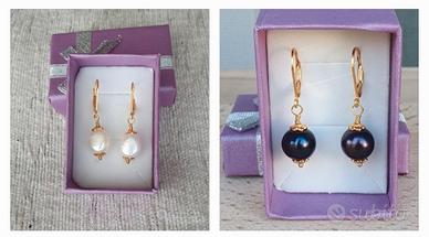 Orecchini in argento 925 placcato oro e perle natu