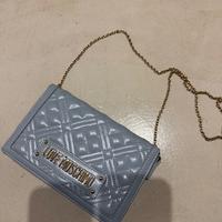 Borsa tracolla love Moschino celeste oro