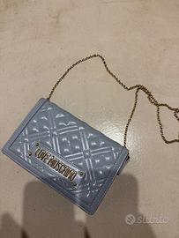 Borsa tracolla love Moschino celeste oro