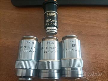 3 Obiettivi Microscopio Leitz originali + 1 Zeiss