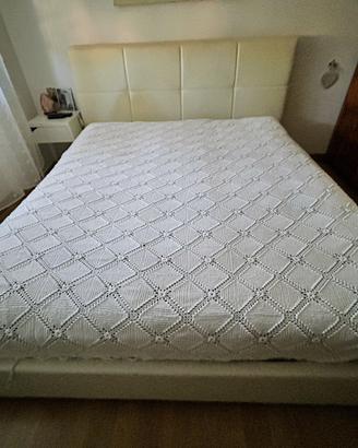 Letto contenitore matrimoniale ecopelle bianco 160