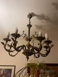 Lampadario d’epoca ottone