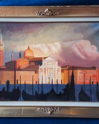 Quadro Venezia, foglia oro, isola di San Giorgio