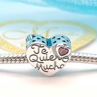 Charm argento 925 cuore zirconi Te Quiero Mucho 