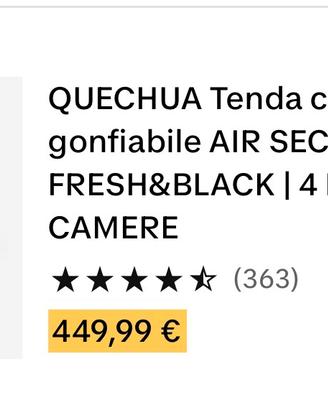 QUECHUA Tenda campeggio gonfiabile AIR SECONDS 4.2