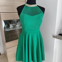 vestito cerimonia cocktail verde smeraldo 