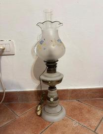 Lampada Ad olio Elettrificata vetro dipinto a mano