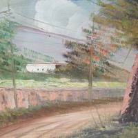 Quadro 40x30 cm dipinto su tela Alberi in collina