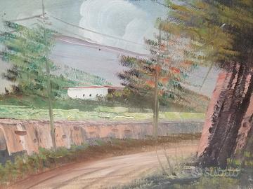 Quadro 40x30 cm dipinto su tela Alberi in collina