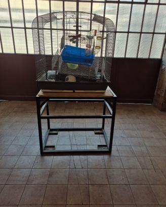 Postazione Completa Gabbie Criceti e Uccelli + Sup