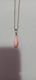 Collana girocollo in argento 925 ciondolo corallo 