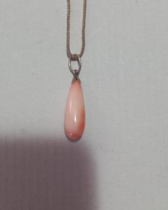 Collana girocollo in argento 925 ciondolo corallo 
