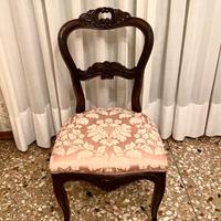 Sedie  in legno e tessuto damascato