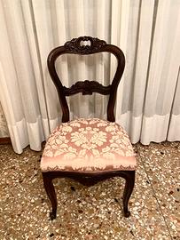 Sedie  in legno e tessuto damascato