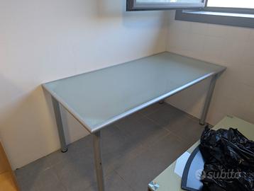 Tavolo / Scrivania 157x78 cm in vetro satinato