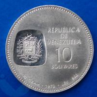 VENEZUELA 1973 Moneta 10 Bolivares Argento FDC