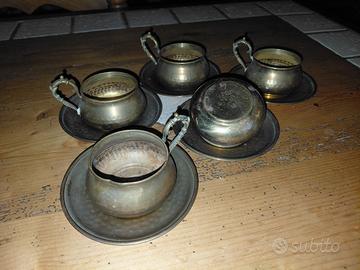 servizio da caffè ottone  AR-PEL battuto a mano