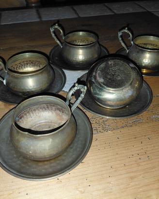 servizio da caffè ottone  AR-PEL battuto a mano
