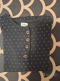 maglietta blu a pois