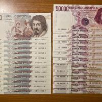 Banconote 100000 e 50000 lire italiane