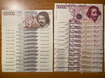 Banconote 100000 e 50000 lire italiane