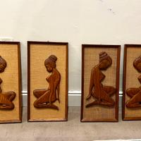 Quadri gli anni 50 indonesiani  Thailandia teak