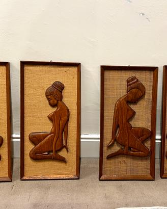 Quadri gli anni 50 indonesiani  Thailandia teak