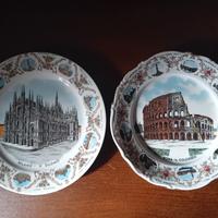 VECCHI PIATTI SOUVENIR ROMA MILANO VINTAGE ANNI 60